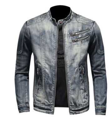 Men's Fashion Stand Collar Zip Embellished Jacket