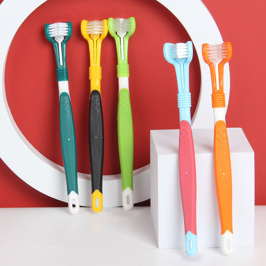 Pet Supplies Three-head Toothbrush Oral Cleaning