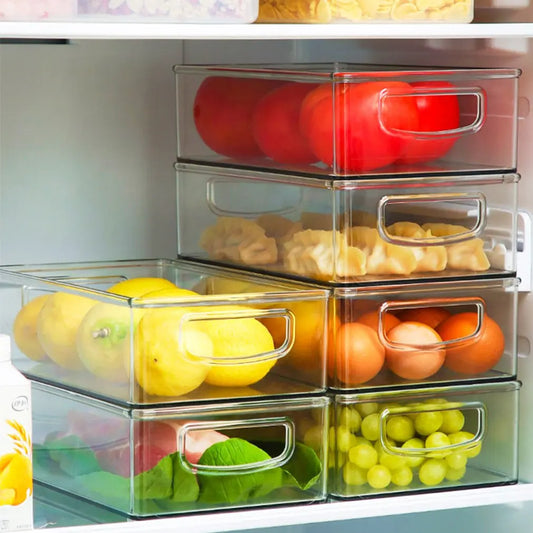 Transparent stackable refrigerator organizer storage box