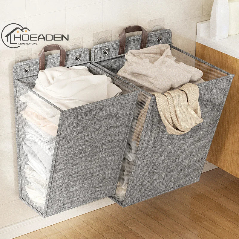 Adhesive folding laundry basket, multifunctional