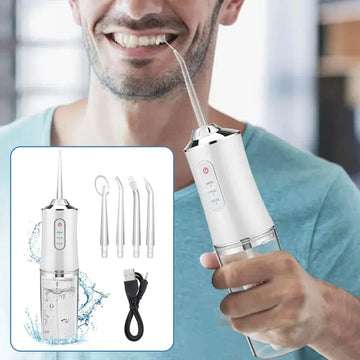 Portable dental floss with 3 modes and 4 nozzles