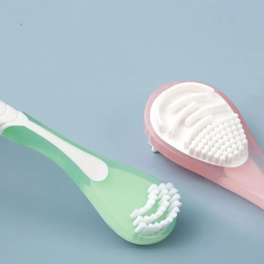 Double-sided tongue cleaning brush