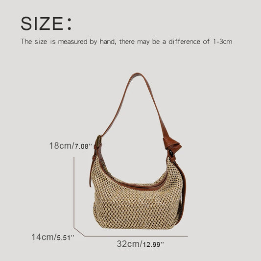 MEDIOW Vintage Beach Hobos Bags For Women Luxury Designer Handbag Purses 2024 New In Papyrus Woven Underarm Wide Straps Shoulder