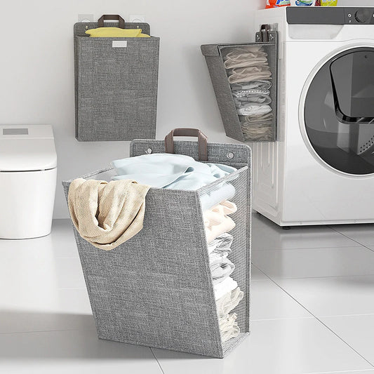 Adhesive folding laundry basket, multifunctional