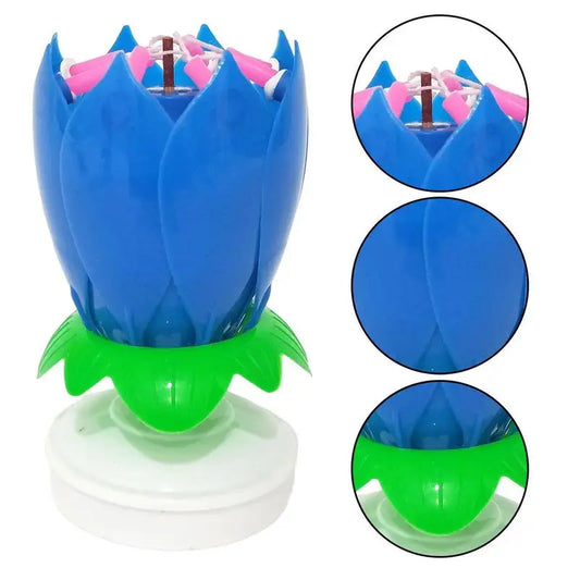 Singing electric birthday lotus candle, rotating