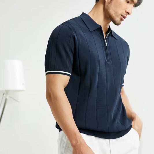 Short-sleeved polo shirt, zip-up summer clothes